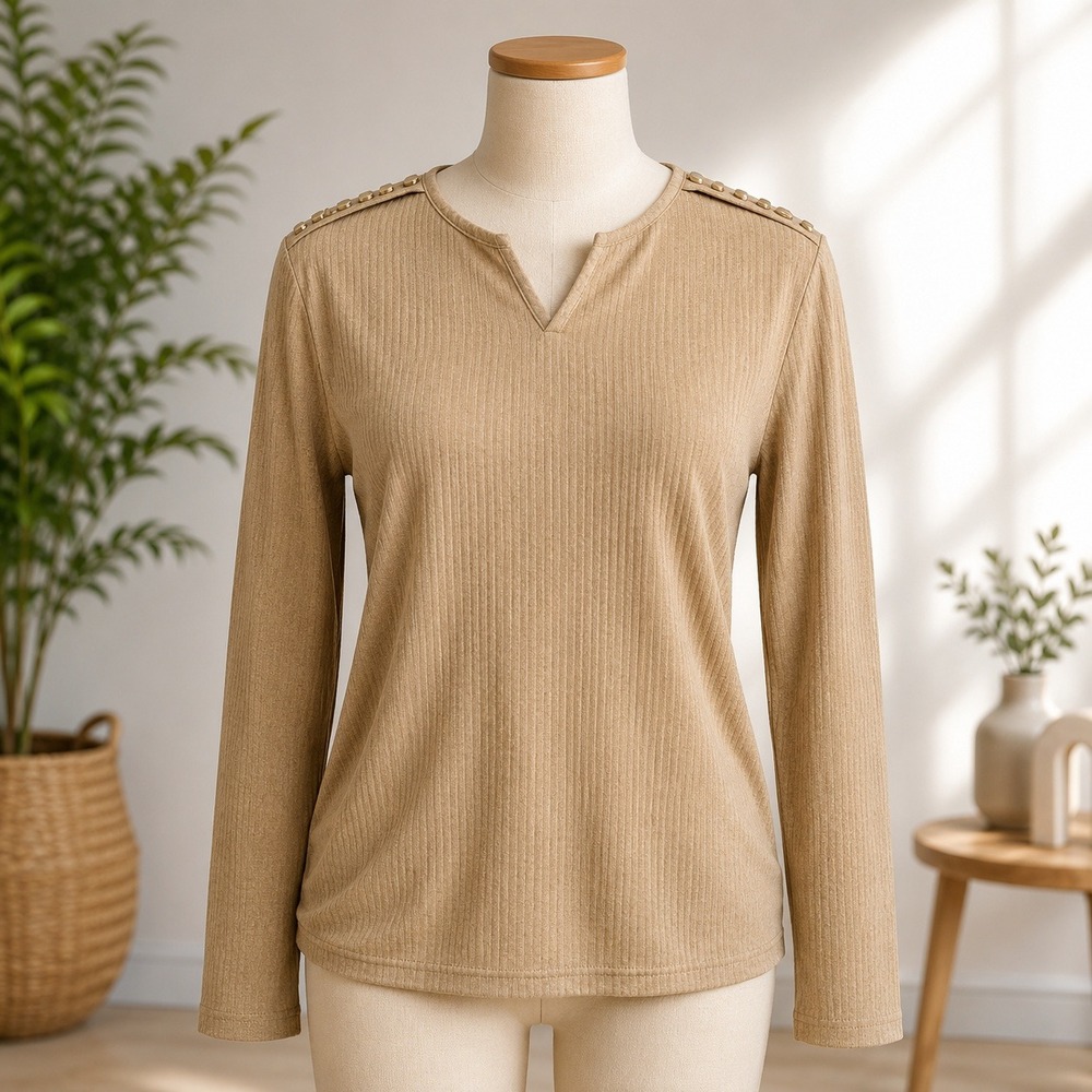 NWT Cupshe Waffle Knit Top Womens Large Olive Green Crochet Lace Shoulder V-Neck